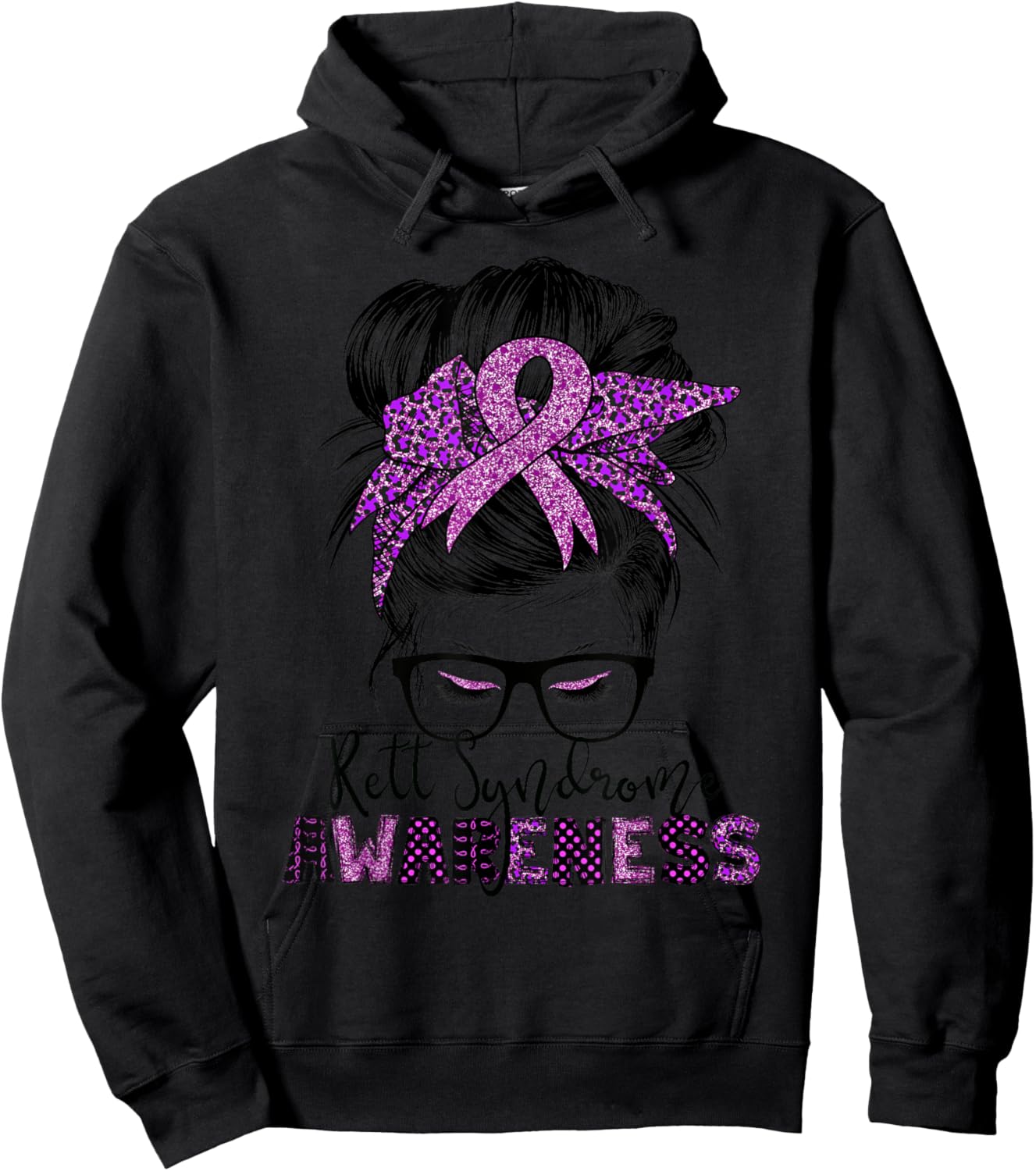 rett syndrome Awareness Messy bun hair women Hoodie - Hoodie | Black