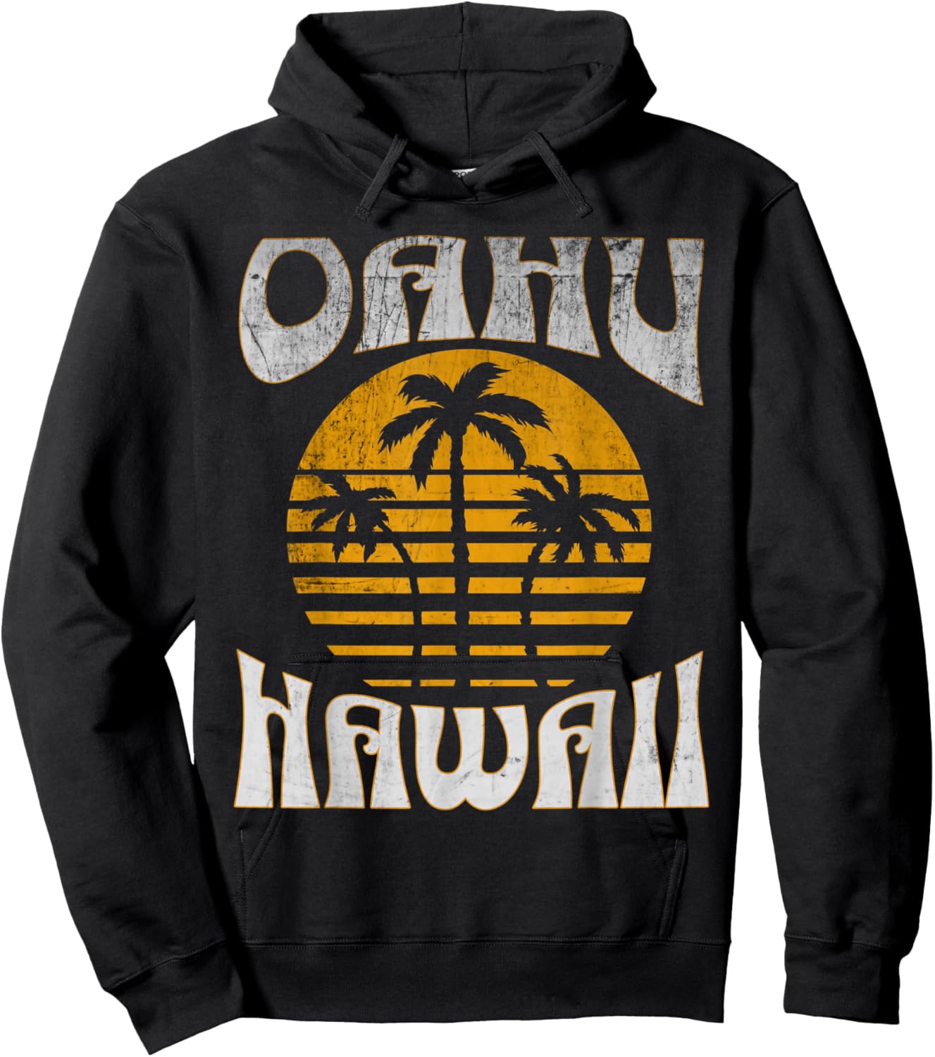 Oahu Hawaii Beach Summer Vacation Vintage Hoodie - Hoodie | Black