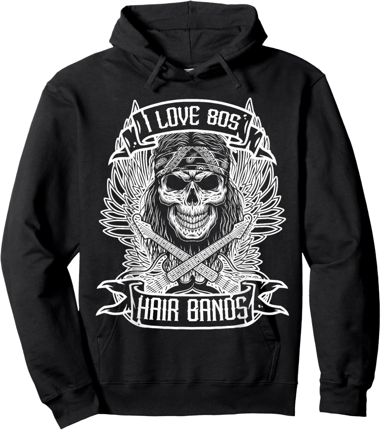 I Love 80s Headbands - Funny Rock Glam Band Party Hoodie - Hoodie | Black