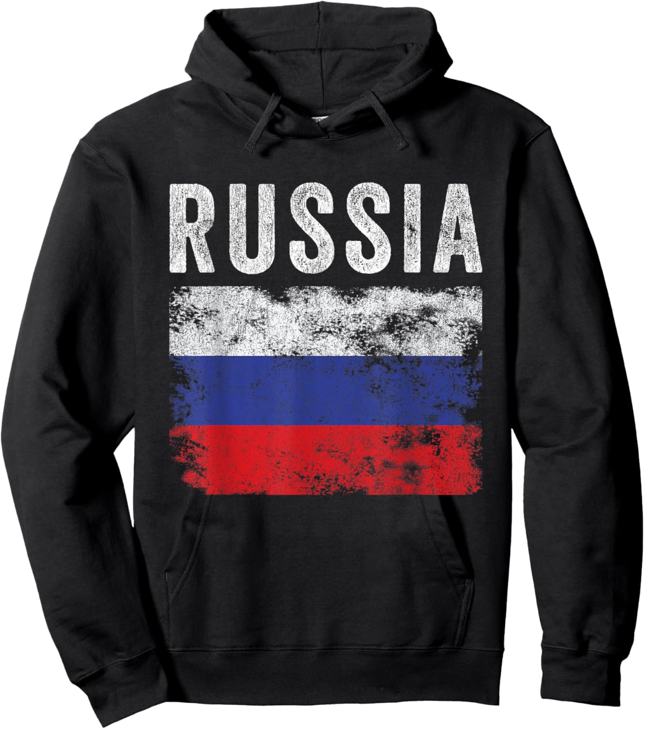 Russia Flag Distressed - Men Women Kids - Russian Flag Hoodie - Hoodie | Black