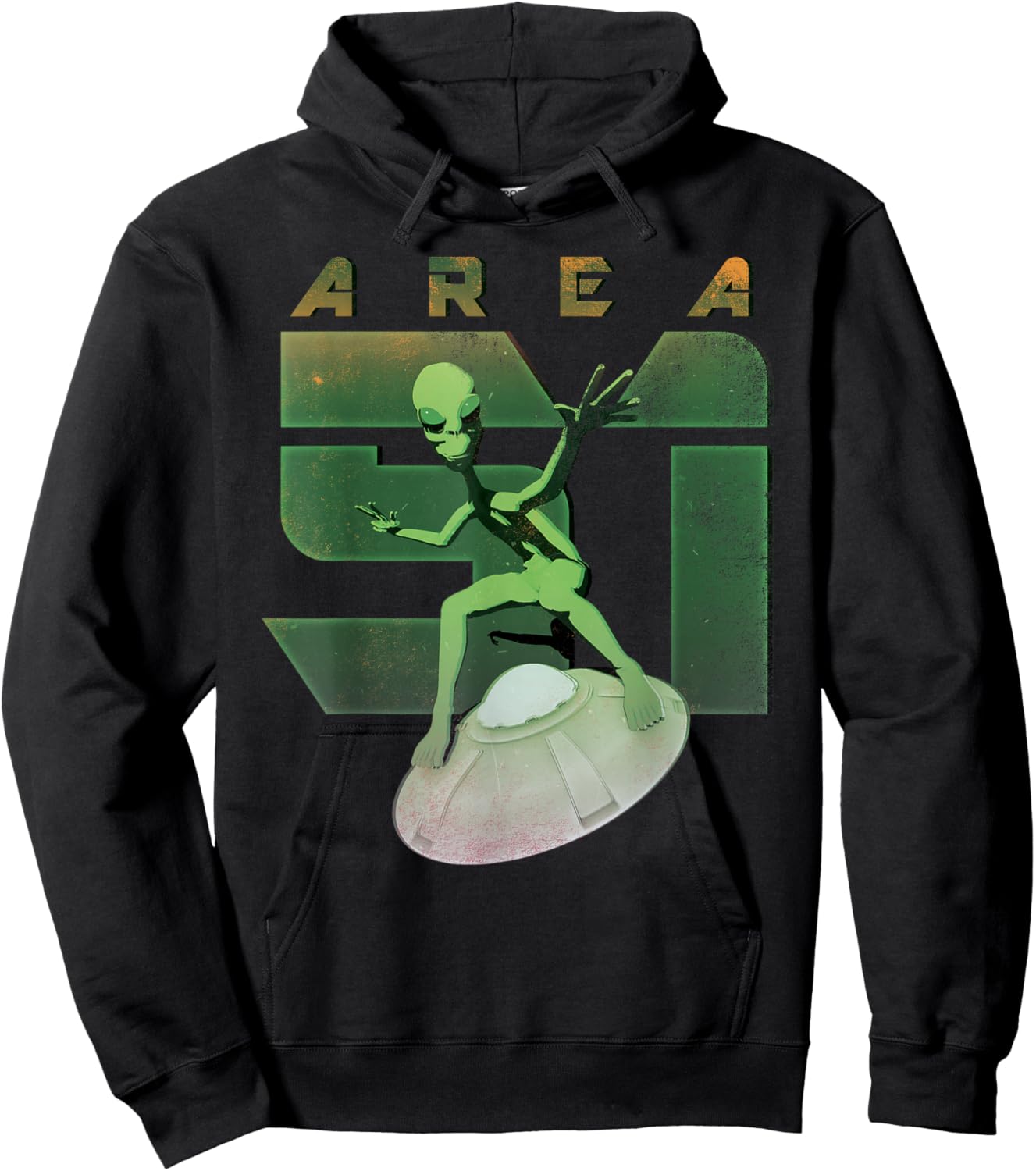 Alien Area 51 Shirt UFO Green Man Flying Saucer Space Hoodie - Hoodie | Black
