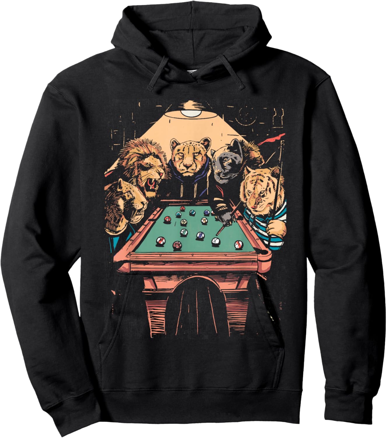 Big Cats Playing Pool Billiard 8-Ball Funny Animal Hoodie - Hoodie | Black