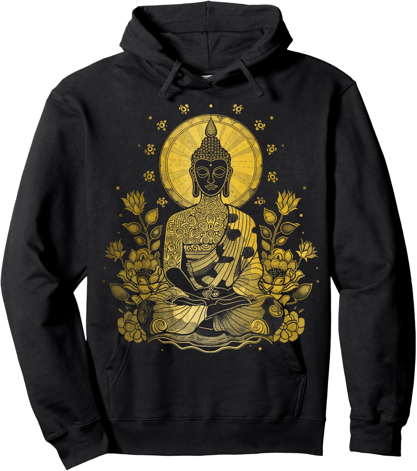 Buddha Floral Vintage Flower Yoga Buddhism Yogi Buddhist Hoodie - Hoodie | Black