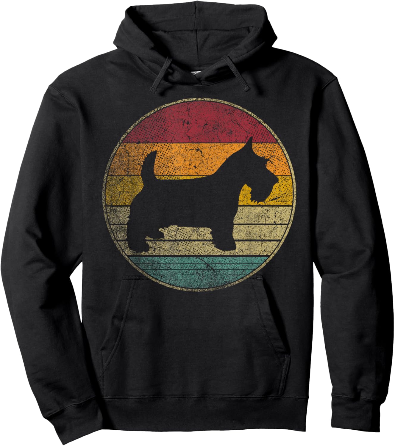 Scottish Terrier Dog Vintage Distressed Retro 70s 80s Gift Hoodie - Hoodie | Black