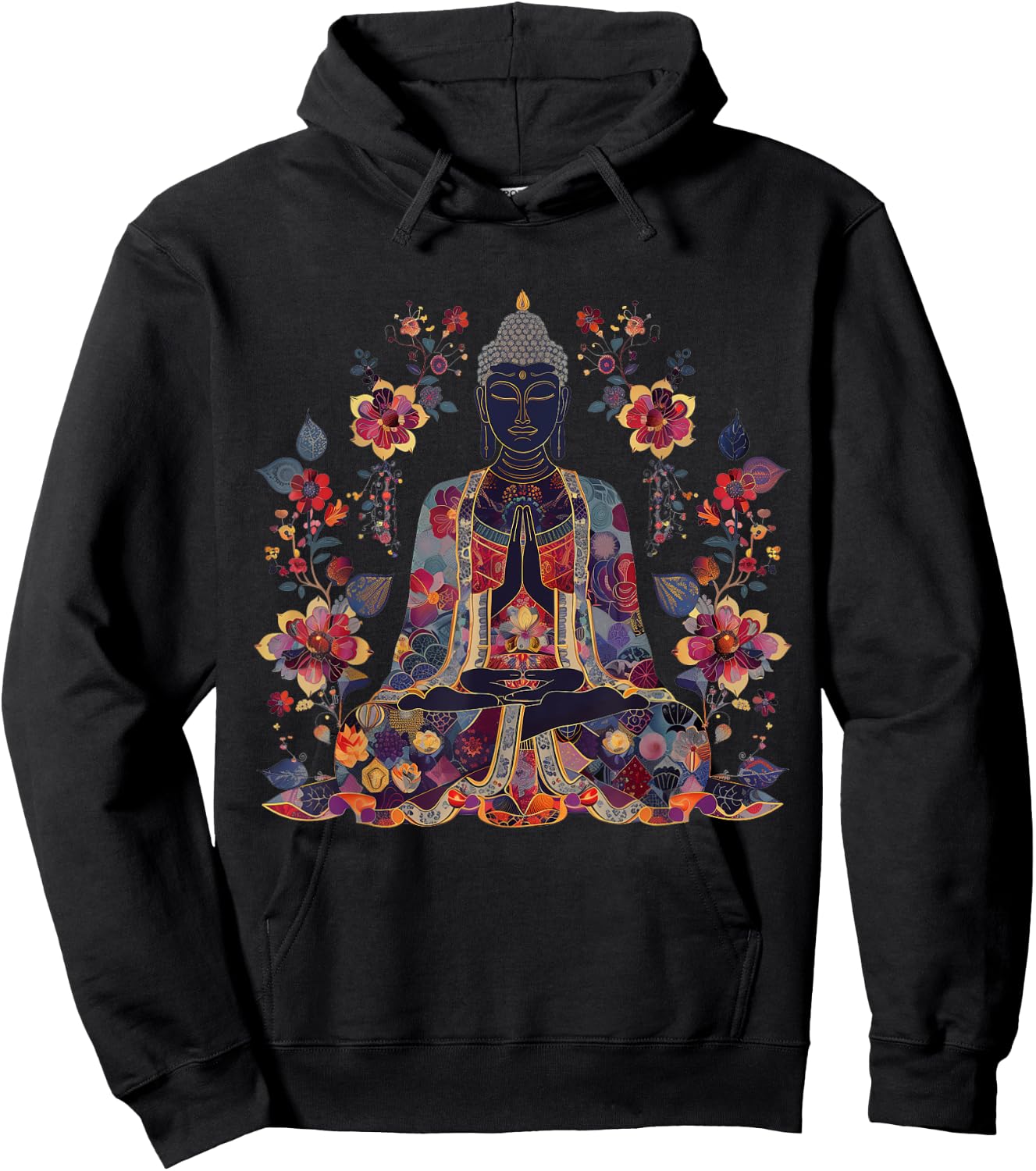 Buddha Floral Vintage Flower Yoga Buddhism Yogi Buddhist Hoodie - Hoodie | Black
