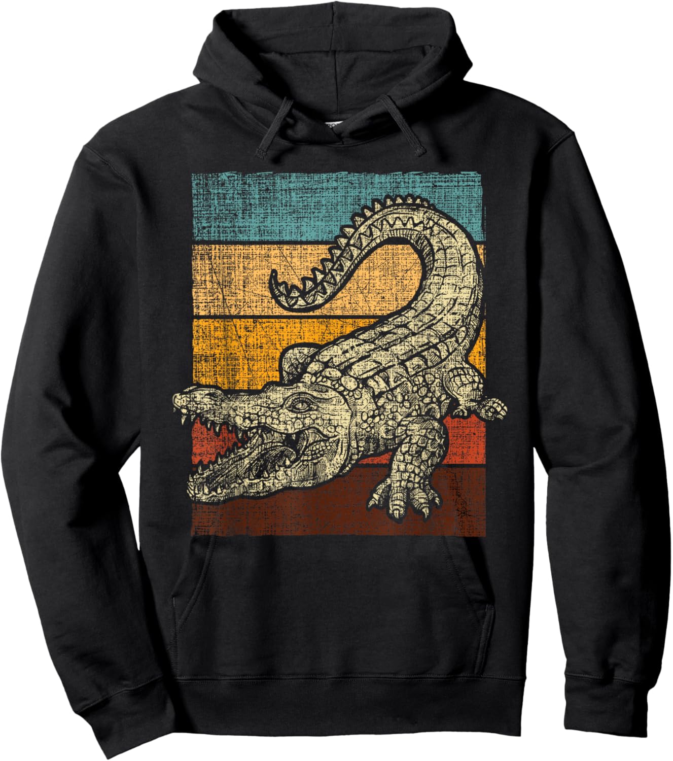 Retro Vintage Alligator Gator Crocodile Zoo Animal Lover Hoodie - Hoodie | Black