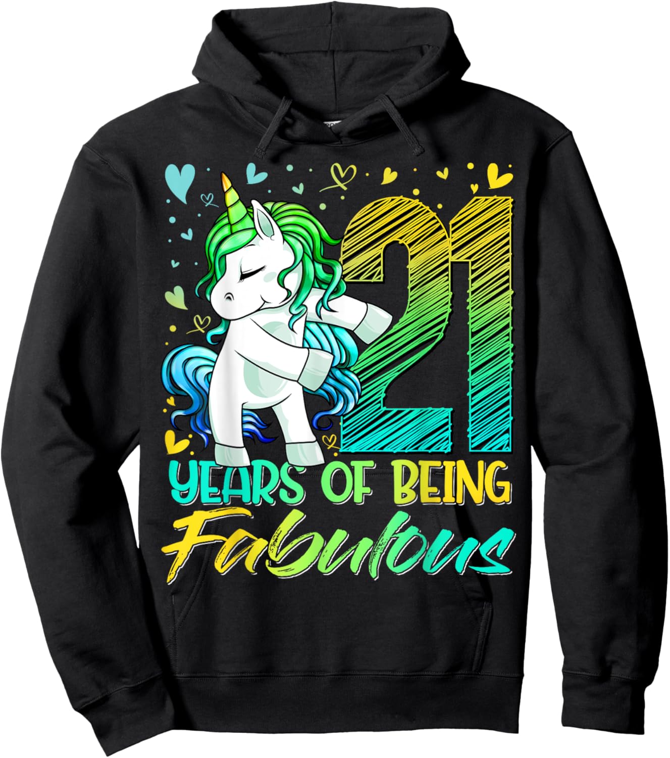 21 Year Old Gifts Unicorn Flossing 21st Birthday Girl Party Hoodie - Hoodie | Black