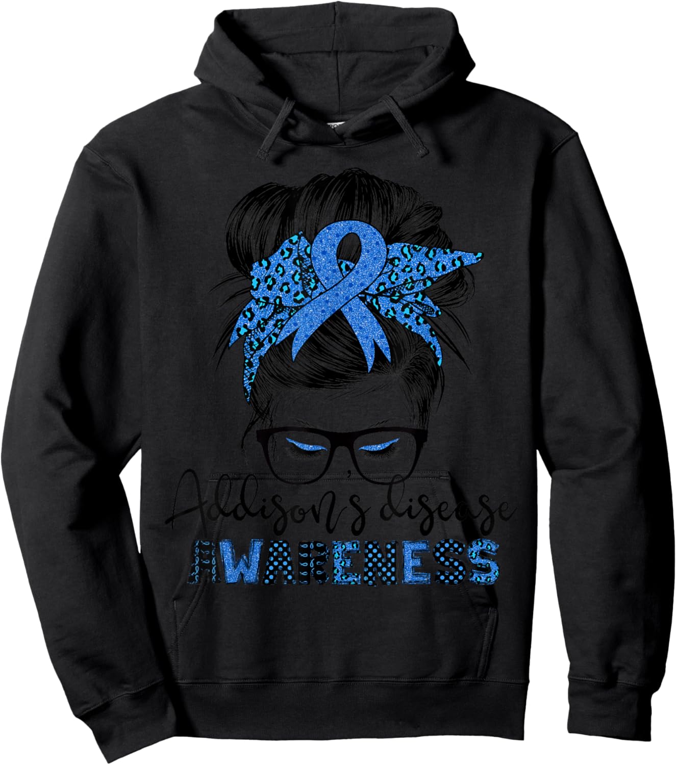Addison's disease awareness messy hair bun Hoodie - Hoodie | Black