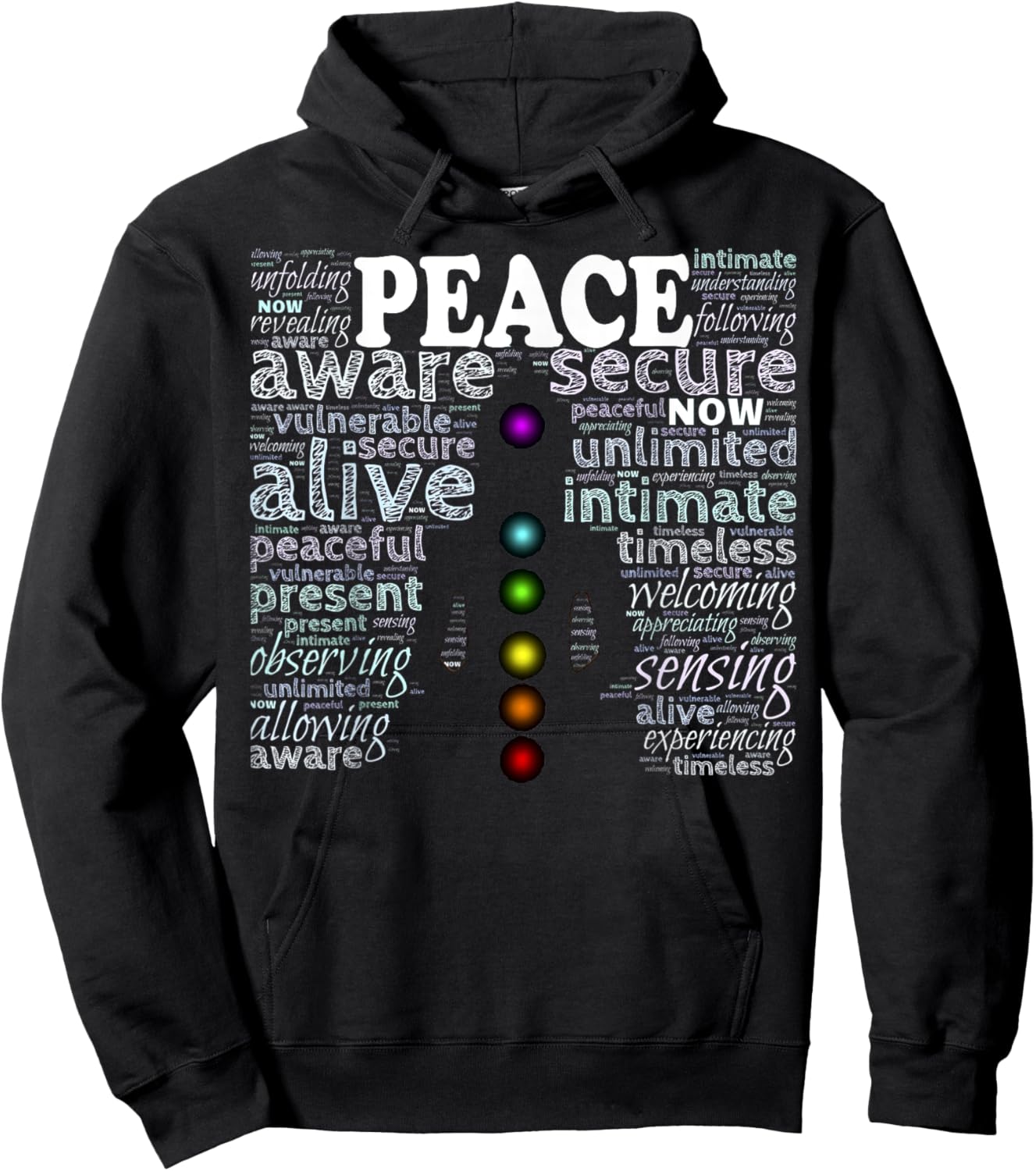 Inspirational Words Peace Meditation Chakra Hoodie - Hoodie | Black