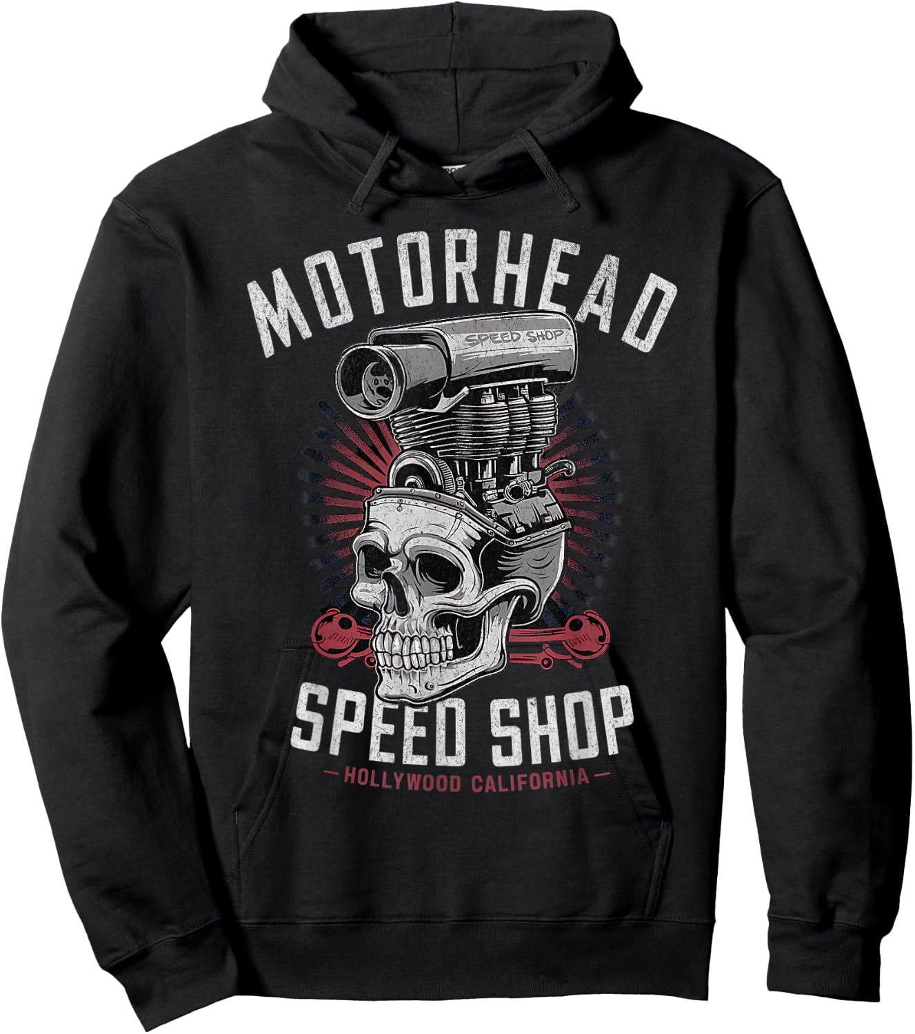 Skeleton Motor Head Speed Shop Hot Rod Mechanic Car Lover Hoodie - Hoodie | Black