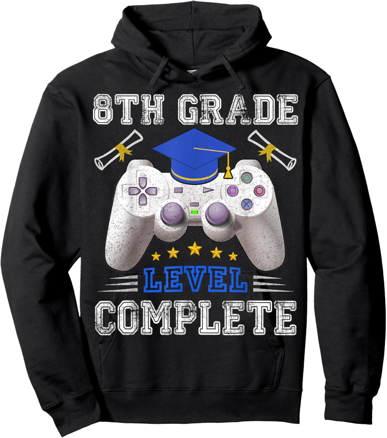 8th Grade Level Complete Gamer Class Of 2025 Graduation Hoodie - Hoodie | Black