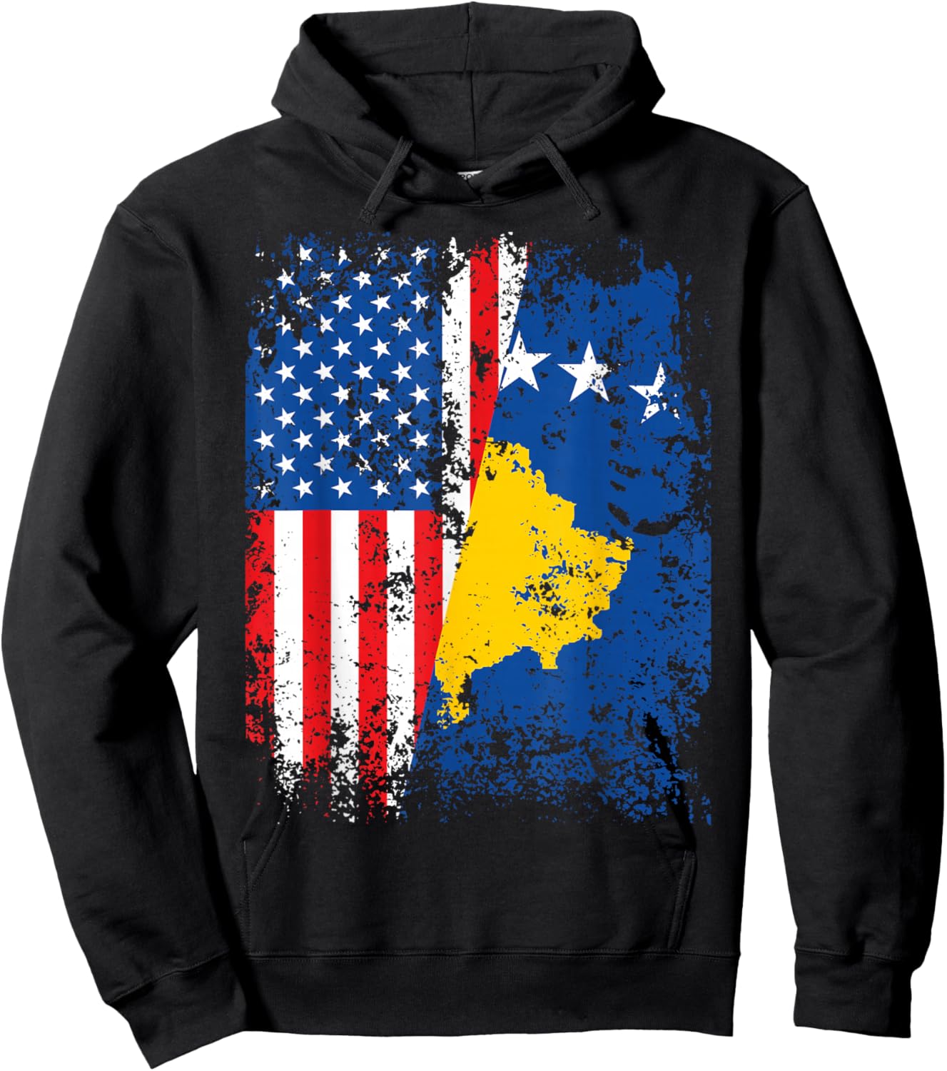 Kosovo American Flag USA Kosovar USA Flag Hoodie - Hoodie | Black