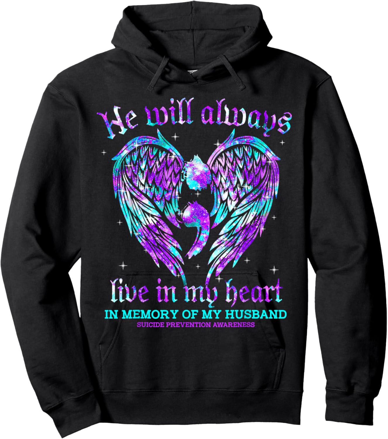 Always In My Heart My Husband Suicide Prevention Awareness Hoodie - Hoodie | Black