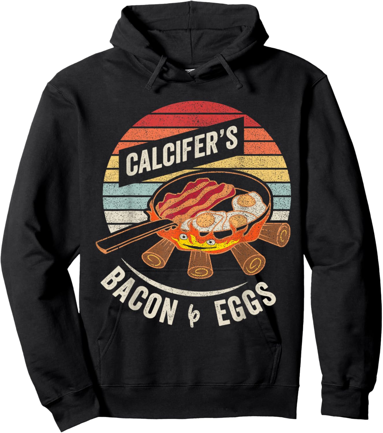 Retro Vintage Calcifer's Bacon and Egg Cook Food Lover Hoodie - Hoodie | Black