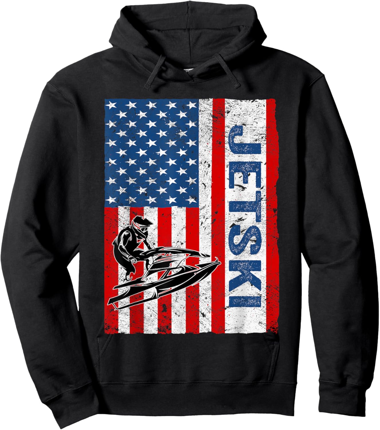Jet Ski USA Flag. Vintage Jet Ski Hoodie - Hoodie | Black