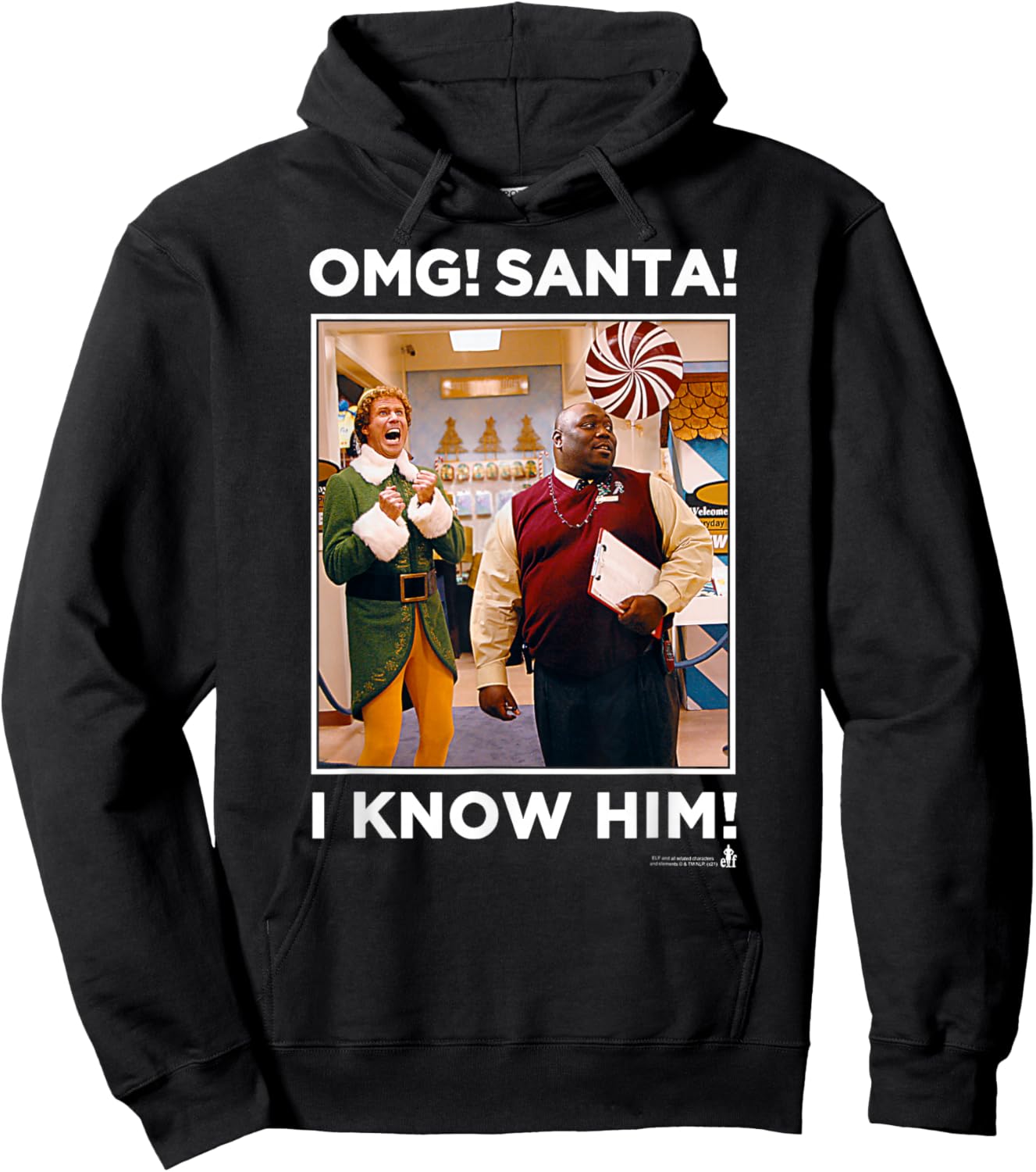 Elf I Know Him! Store Scene Funny Christmas Hoodie - Hoodie | Black