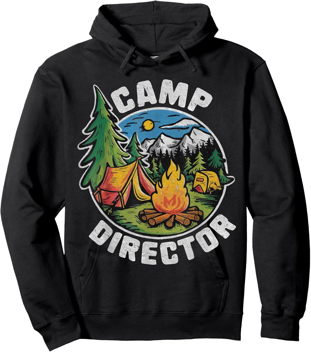 Retro Camp Director Camping Summer Camp Funny Camper Staff Hoodie - Hoodie | Black
