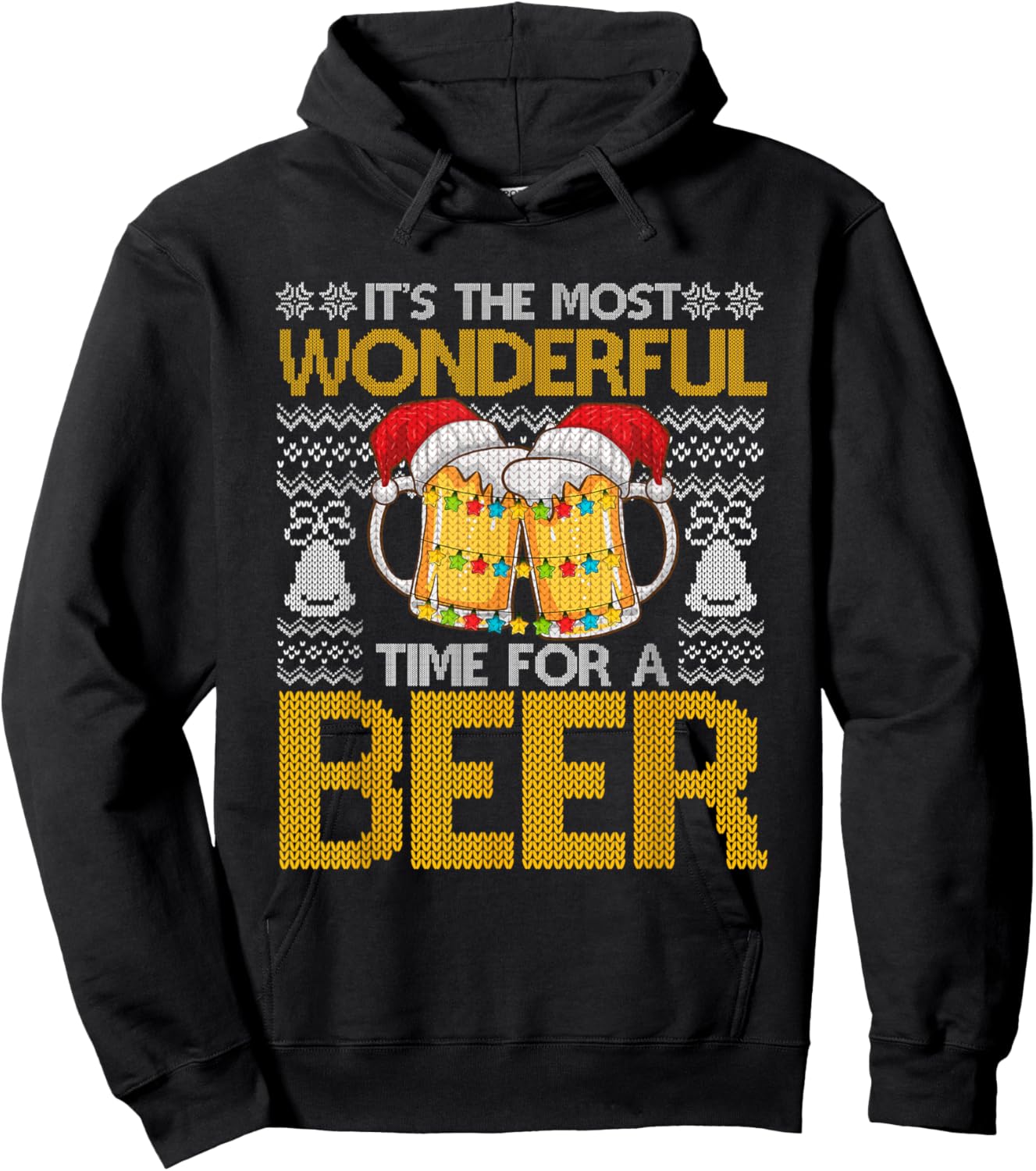 It's The Most Wonderful Time For A Beer Christmas Santa Hat Hoodie - Hoodie | Black