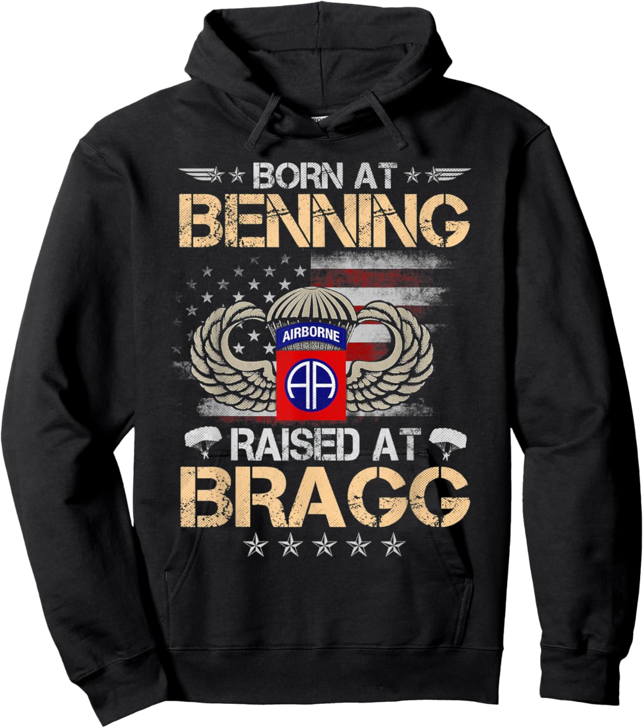 82nd Airborne Veteran Born At Ft Benning Raised Fort Bragg Hoodie - Hoodie | Black