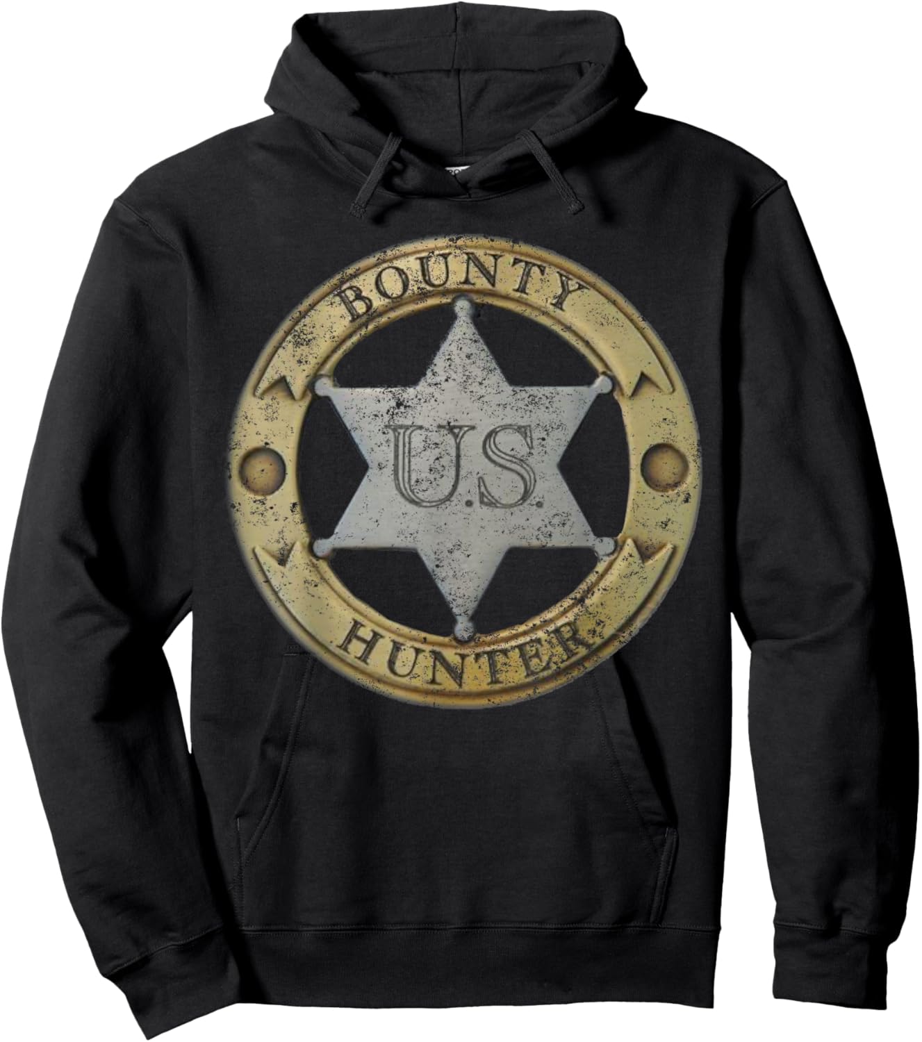 Old West Bounty Hunter Badge Hoodie - Hoodie | Black