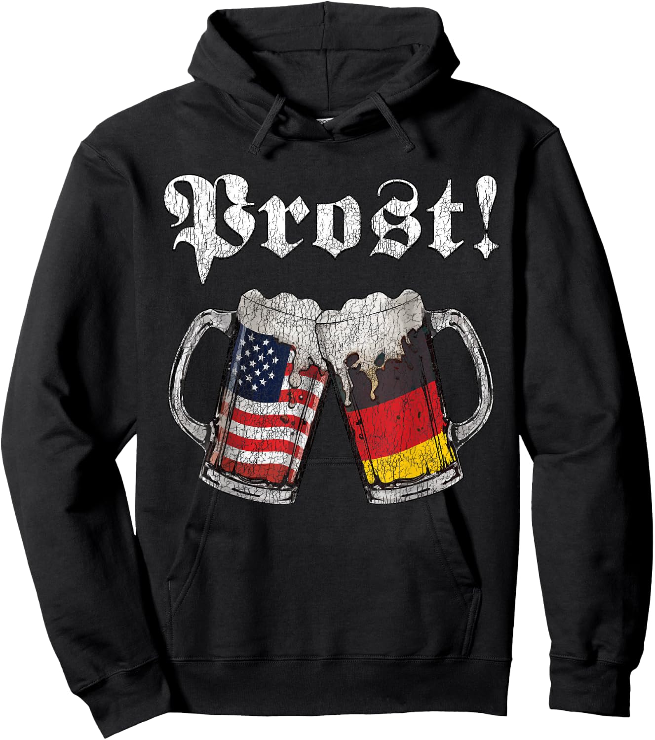 Funny Oktoberfest Prost Beer Retro German-American Flags Hoodie - Hoodie | Black