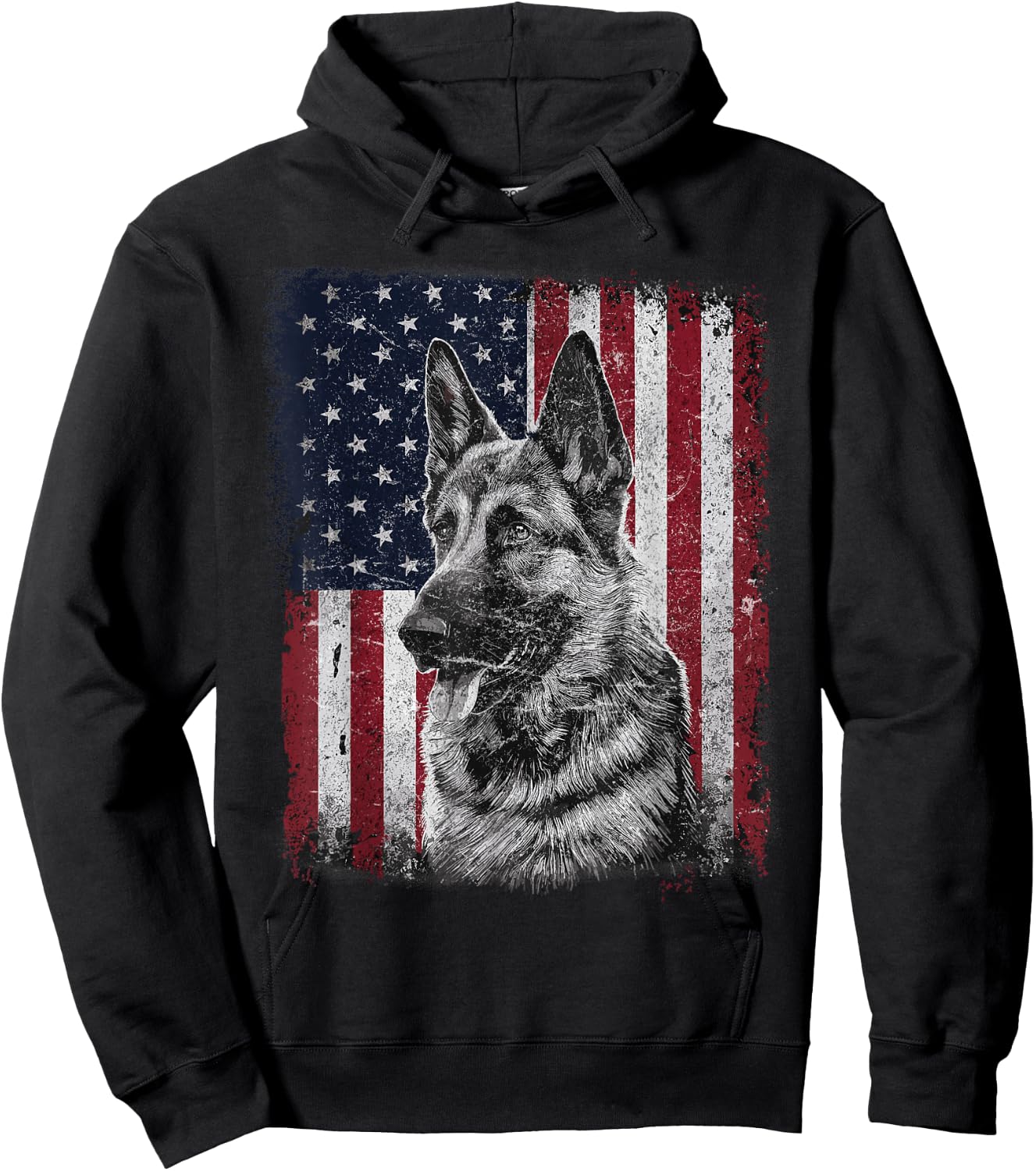 Patriotic German Shepherd Dog American Flag 4th of July Hoodie - Hoodie | Black