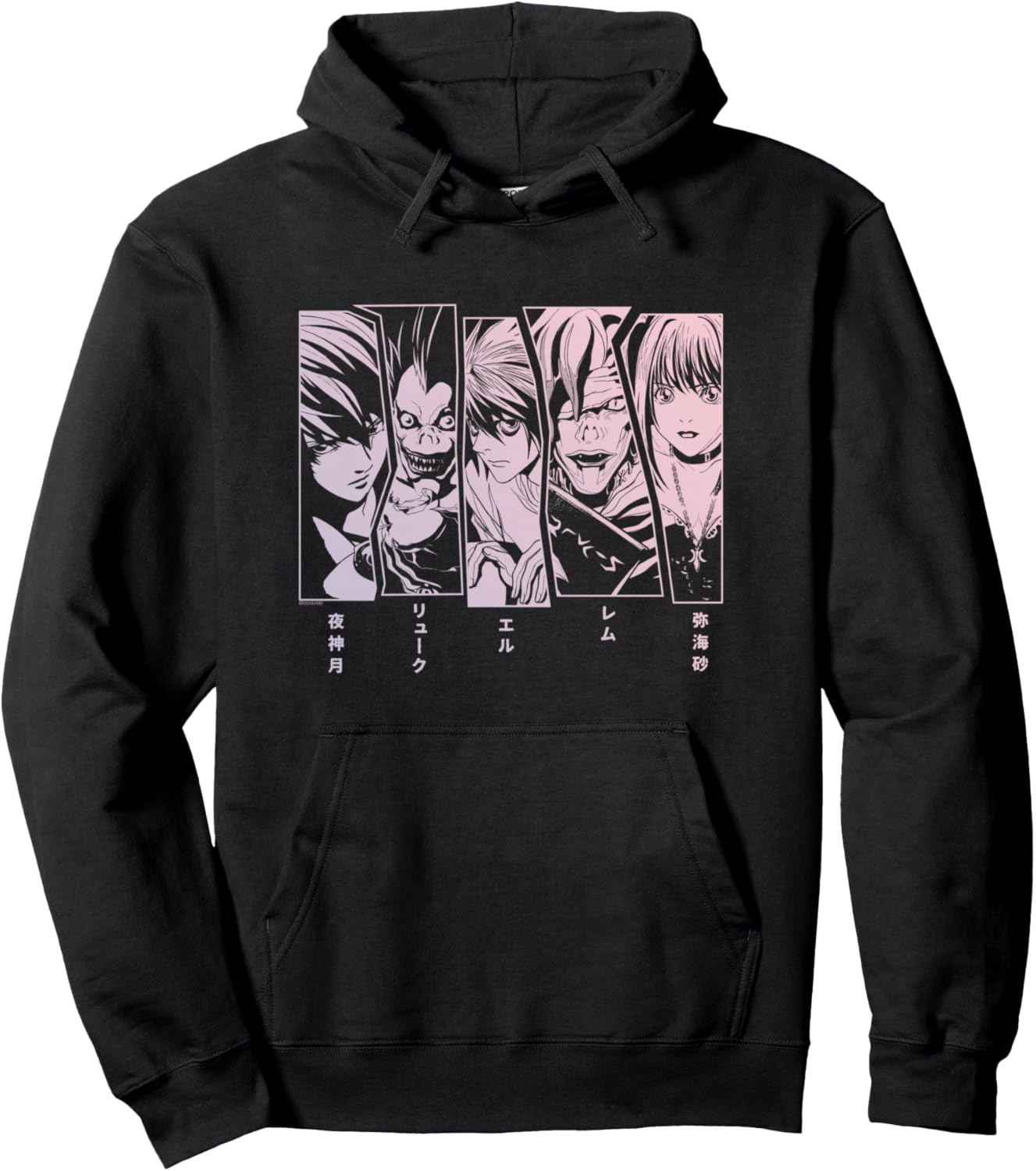 Death Note 5 Panel Faces Hoodie - Hoodie | Black