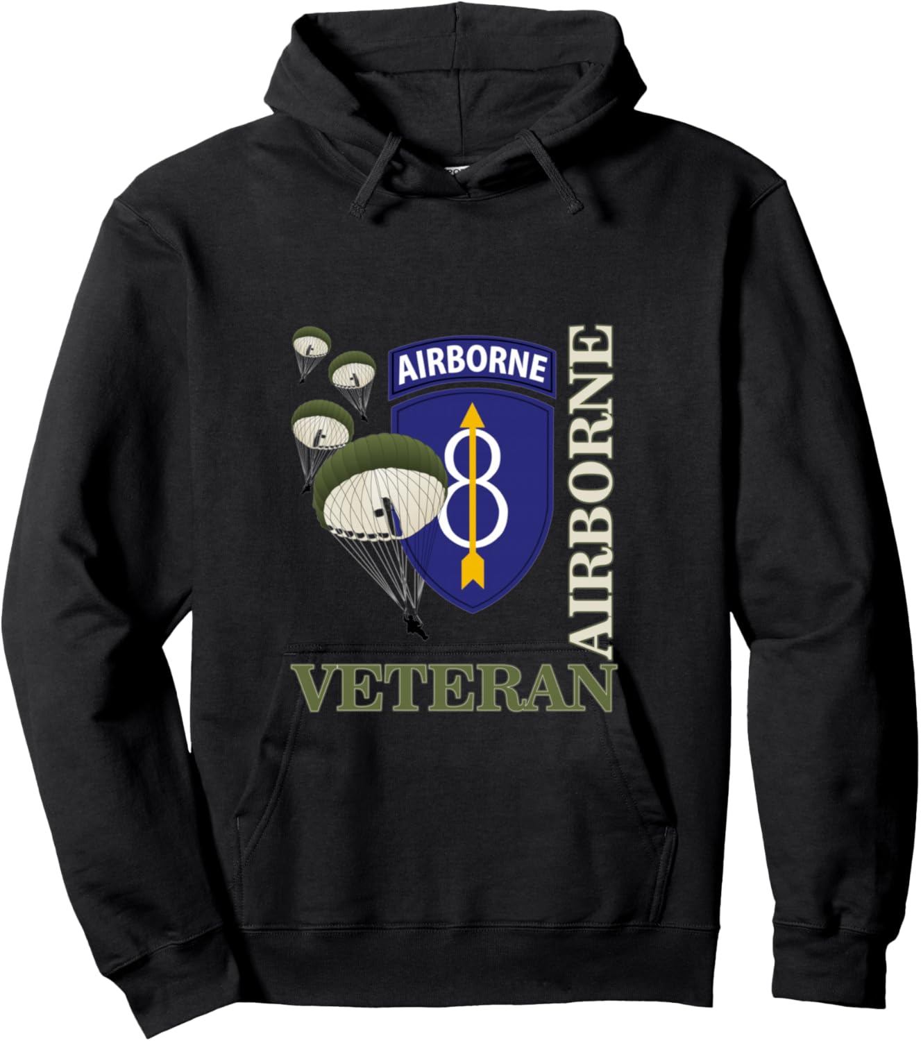 8th Airborne Division Veteran Paratrooper Veterans Day Xmas Hoodie - Hoodie | Black