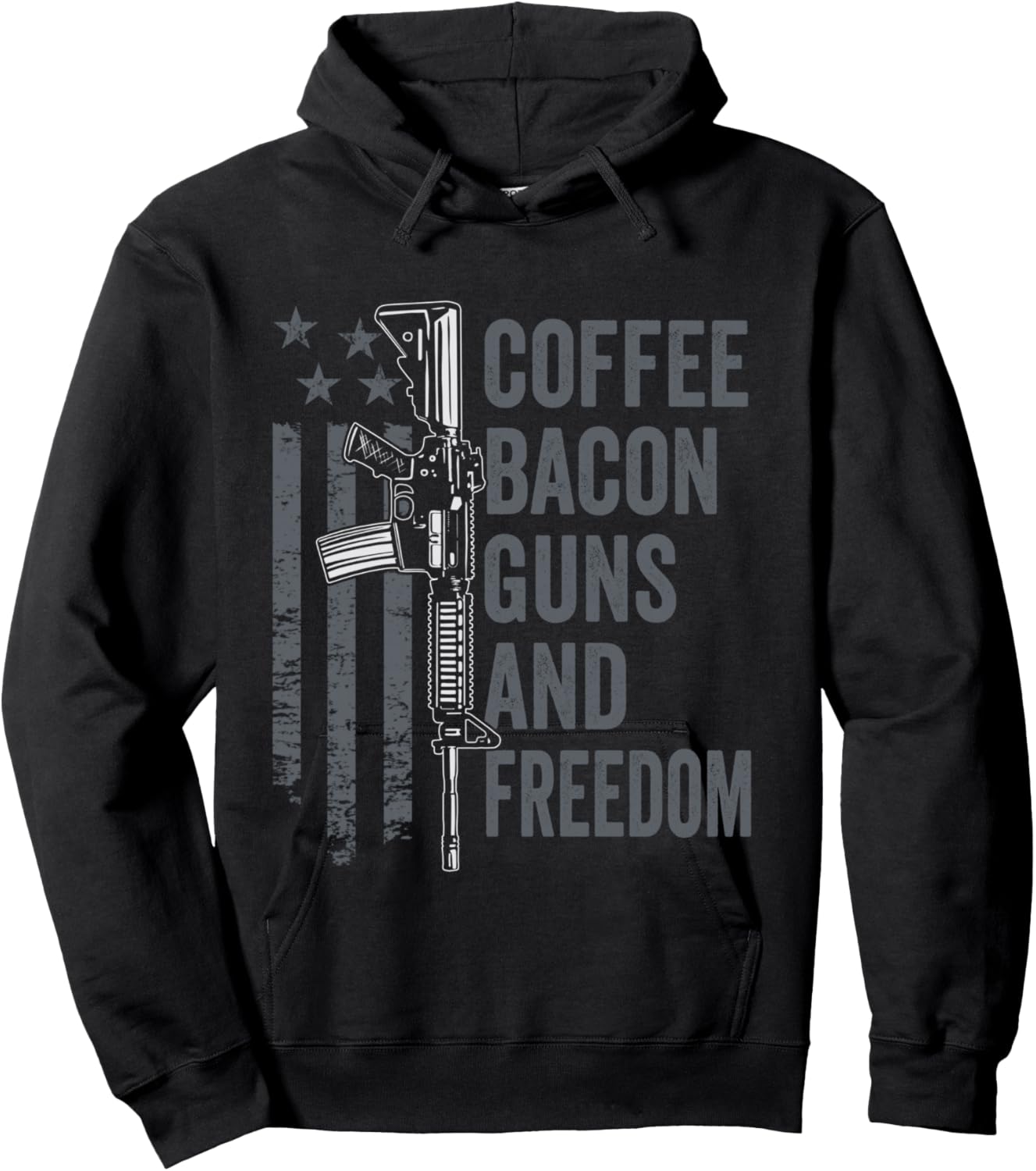 Coffee Bacon Guns & Freedom - BBQ Grill USA Funny Pro Gun Hoodie - Hoodie | Black