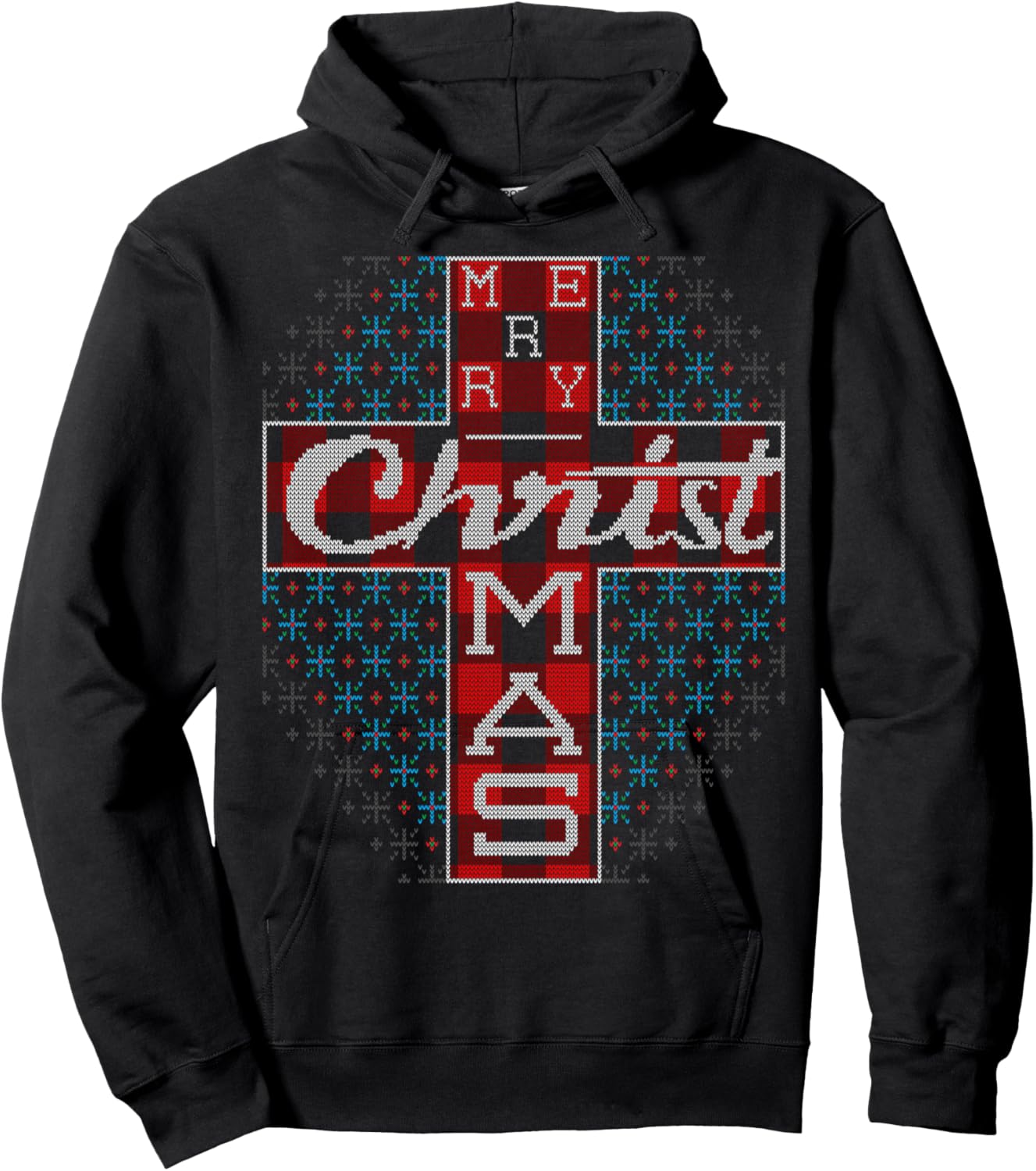 Merry Christmas Jesus Believer Christian Cross Ugly Sweater Hoodie - Hoodie | Black