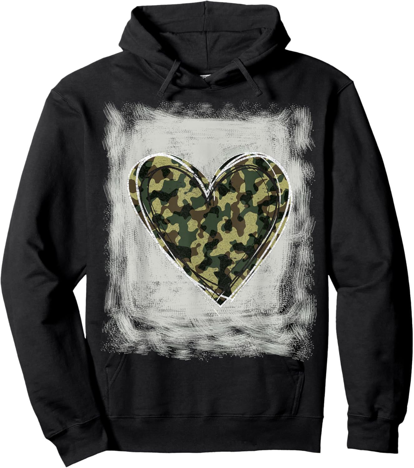Camo Army Heart Bleached Shirts Forces Memorial Day Hoodie - Hoodie | Black