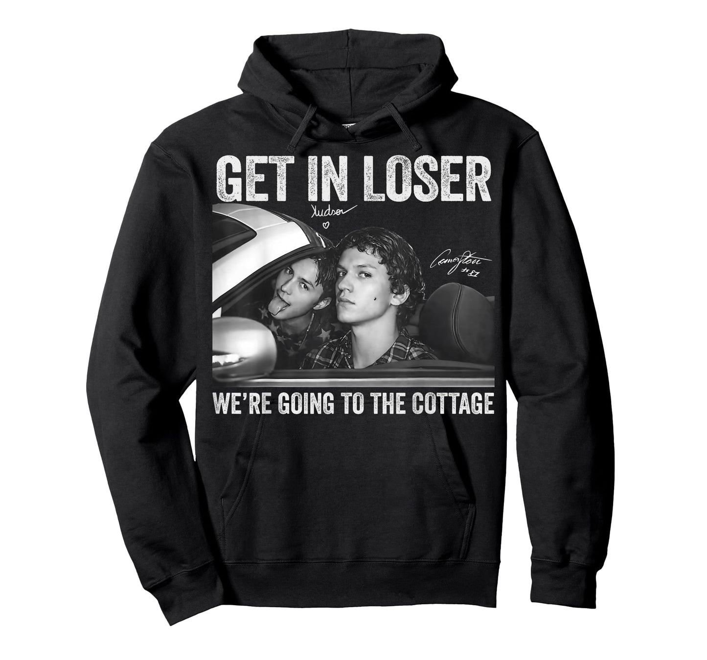 Get in Loser We're Going to The Cottage Vintage Signature T-Shirt - Hoodie | Black