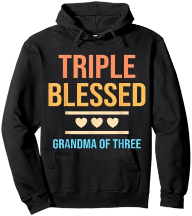 Triple Blessed Grandma Of Three Grandkids Grandmother Hoodie - Hoodie | Black