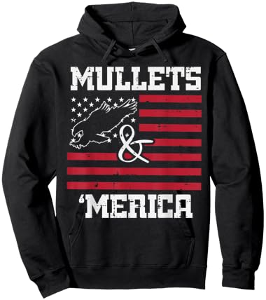 Mullets And Merica Eagle American Flag Fourth 4th Of July Women Kids Men Hoodie - Hoodie | Black