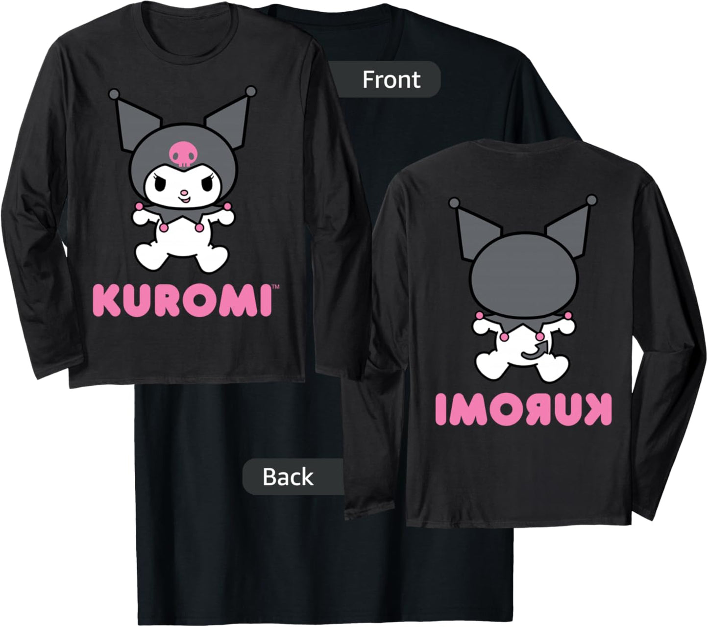 Kuromi Character Front and Back T-Shirt - T-Shirt | Black