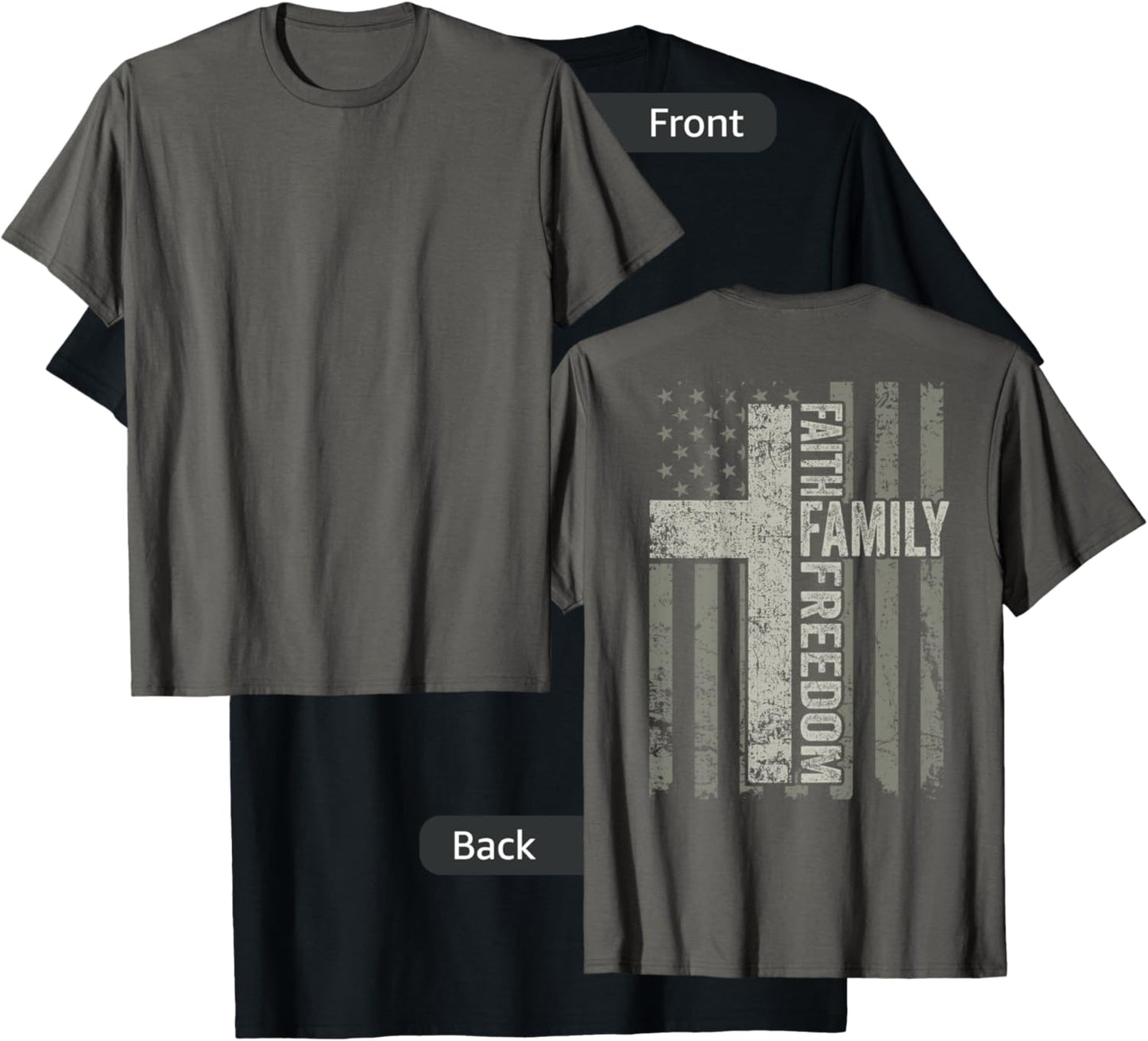 Faith Family Freedom Patriotic Christian USA Cross (ON BACK) Men T-Shirt - T-Shirt | Black