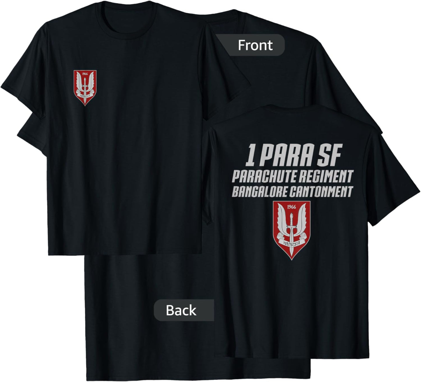 Indian Para Special Force Parachute India Army T-Shirt - T-Shirt | Black
