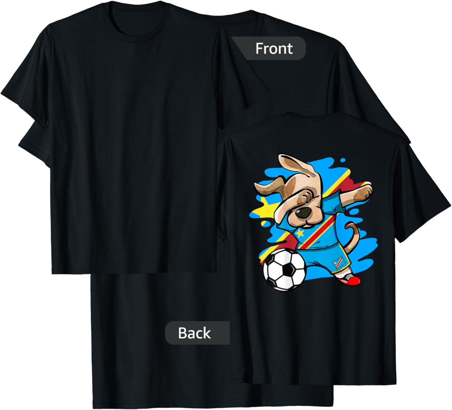 Dabbing Dog DR Congo Soccer Fans Jersey Congolese Football T-Shirt - T-Shirt | Black
