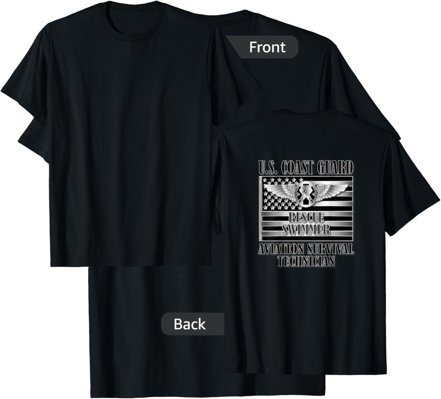 Coast Guard Rescue Swimmer (Back Design) T-Shirt - T-Shirt | Black