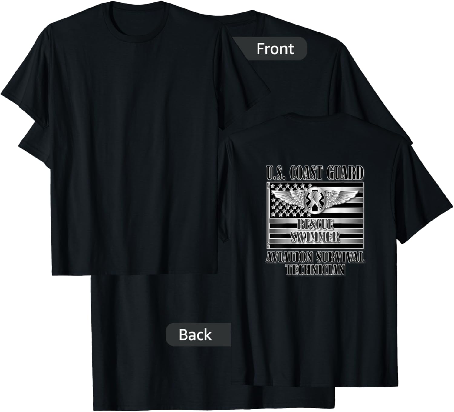 Coast Guard Rescue Swimmer (Back Design) T-Shirt - T-Shirt | Black