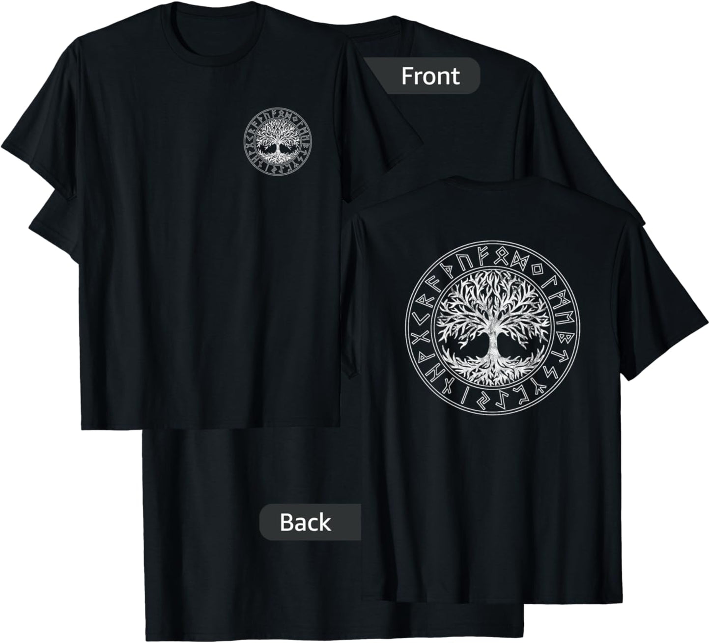 Tree of Life, Rune Circle, Celtic Tree of Life, Viking T-Shirt - T-Shirt | Black