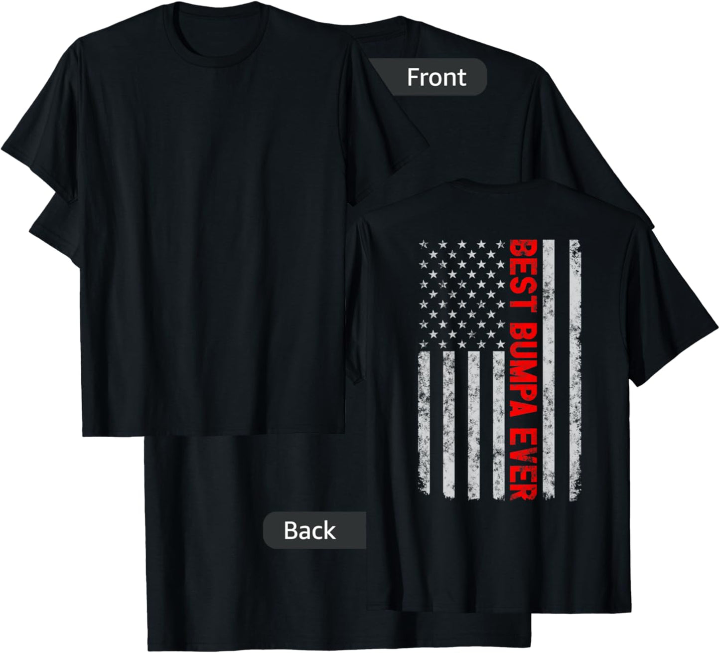 Best Bumpa Ever Fathers Day Vintage Patriotic American Flag T-Shirt - T-Shirt | Black