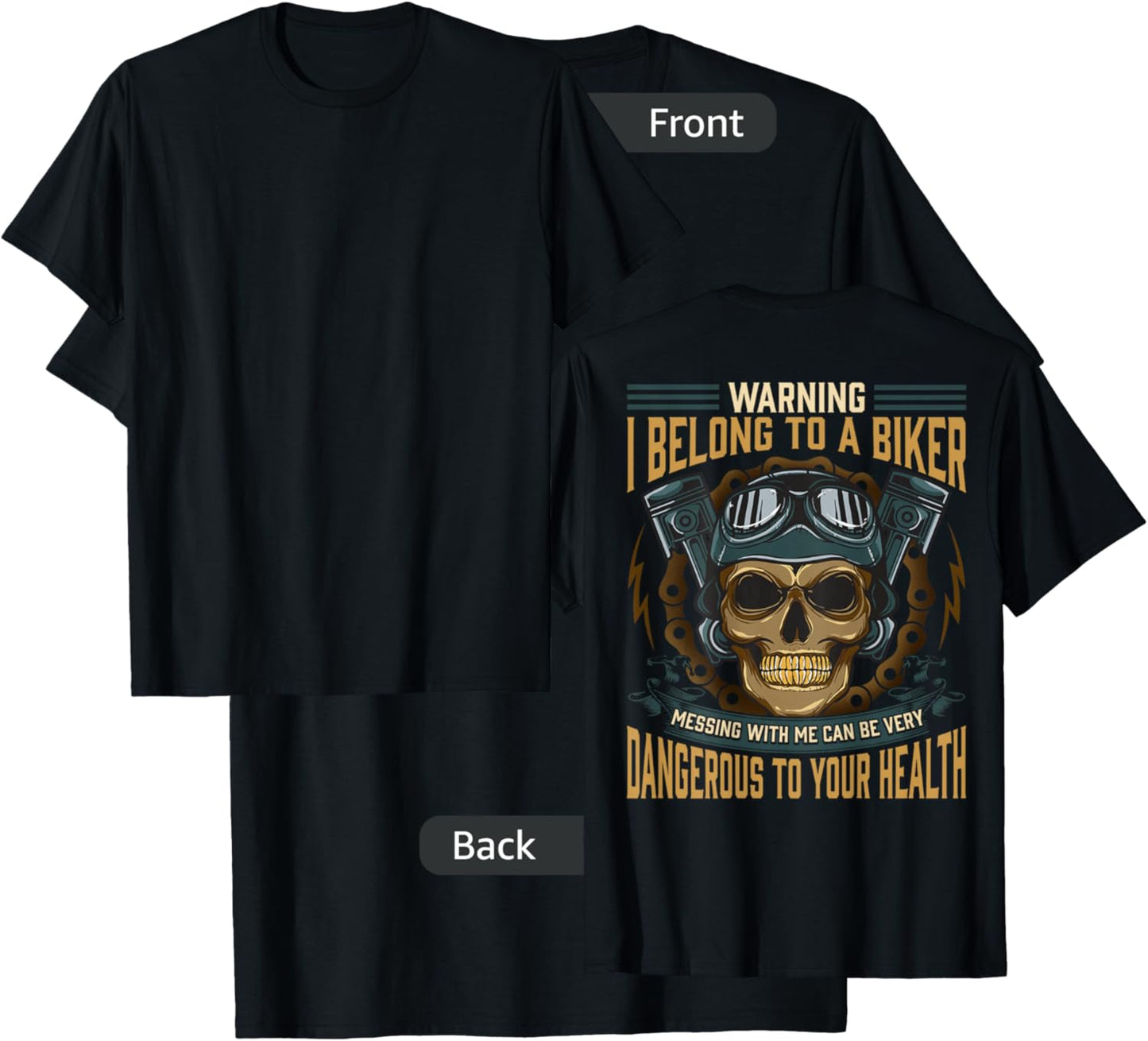 Biker Girlfriend Wife I Belong To A Biker Valentine On Back T-Shirt - T-Shirt | Black