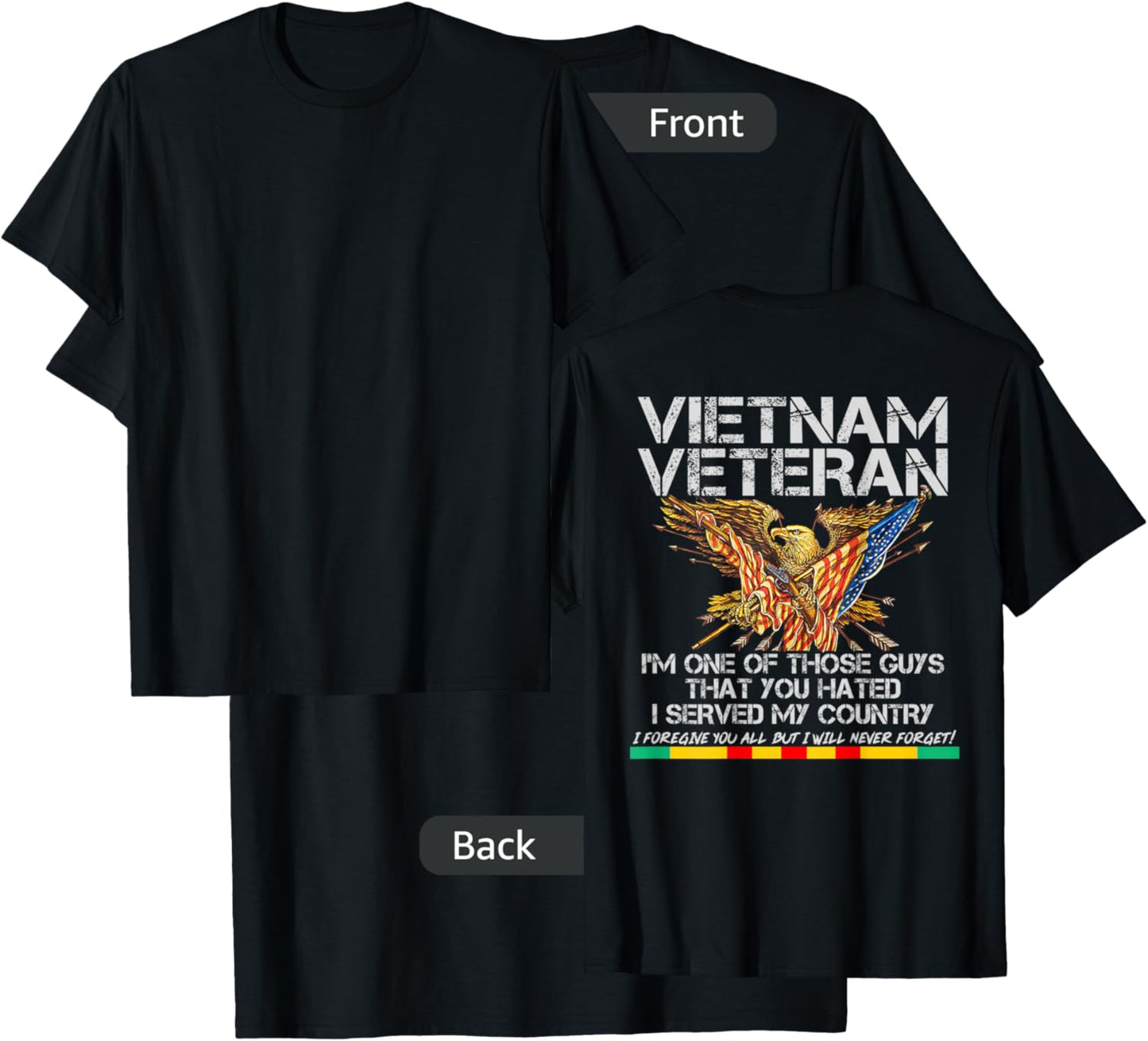 Vietnam Veteran T shirt, Veteran Dad, Grandpa Design on Back T-Shirt - T-Shirt | Black