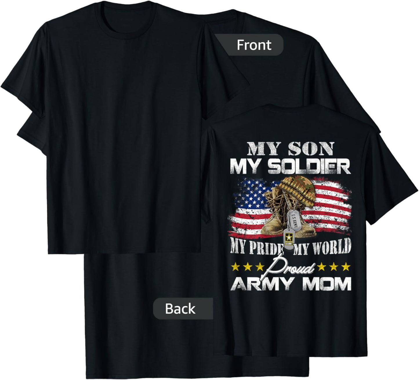 Proud Army Mom Army Mom Army Graduation Mom Army Mom Gift T-Shirt - T-Shirt | Black