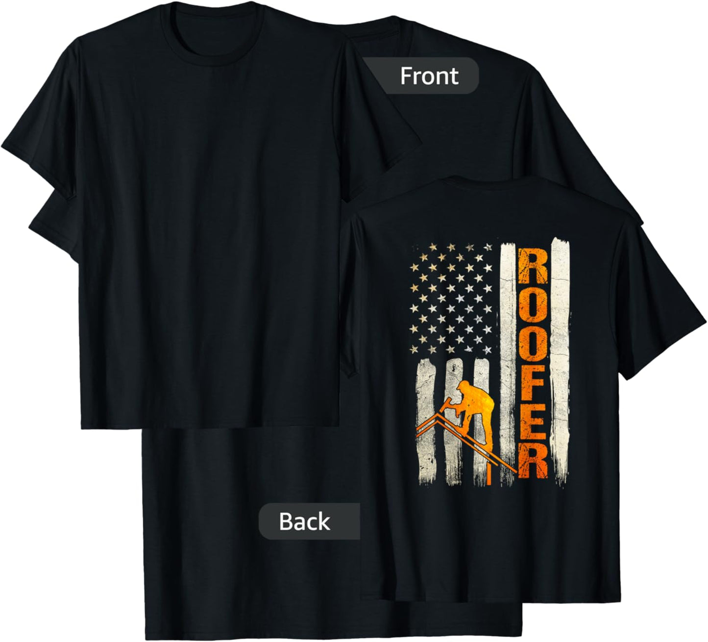 Roofer Gifts Roofing Design On Back of Clothing T-Shirt - T-Shirt | Black