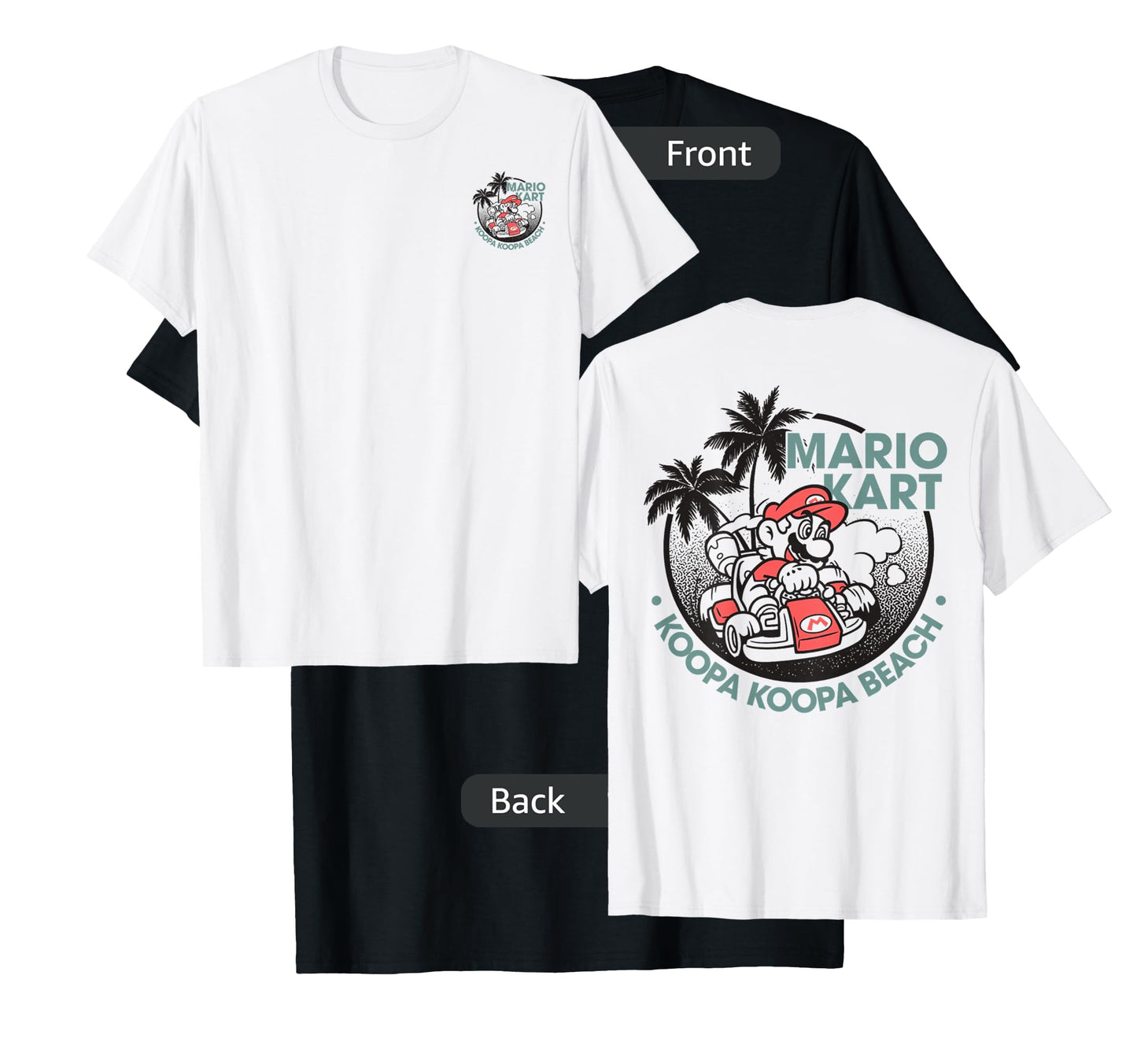 Mario Kart Koopa Koopa Beach Tropical Vintage Nintendo Badge T-Shirt