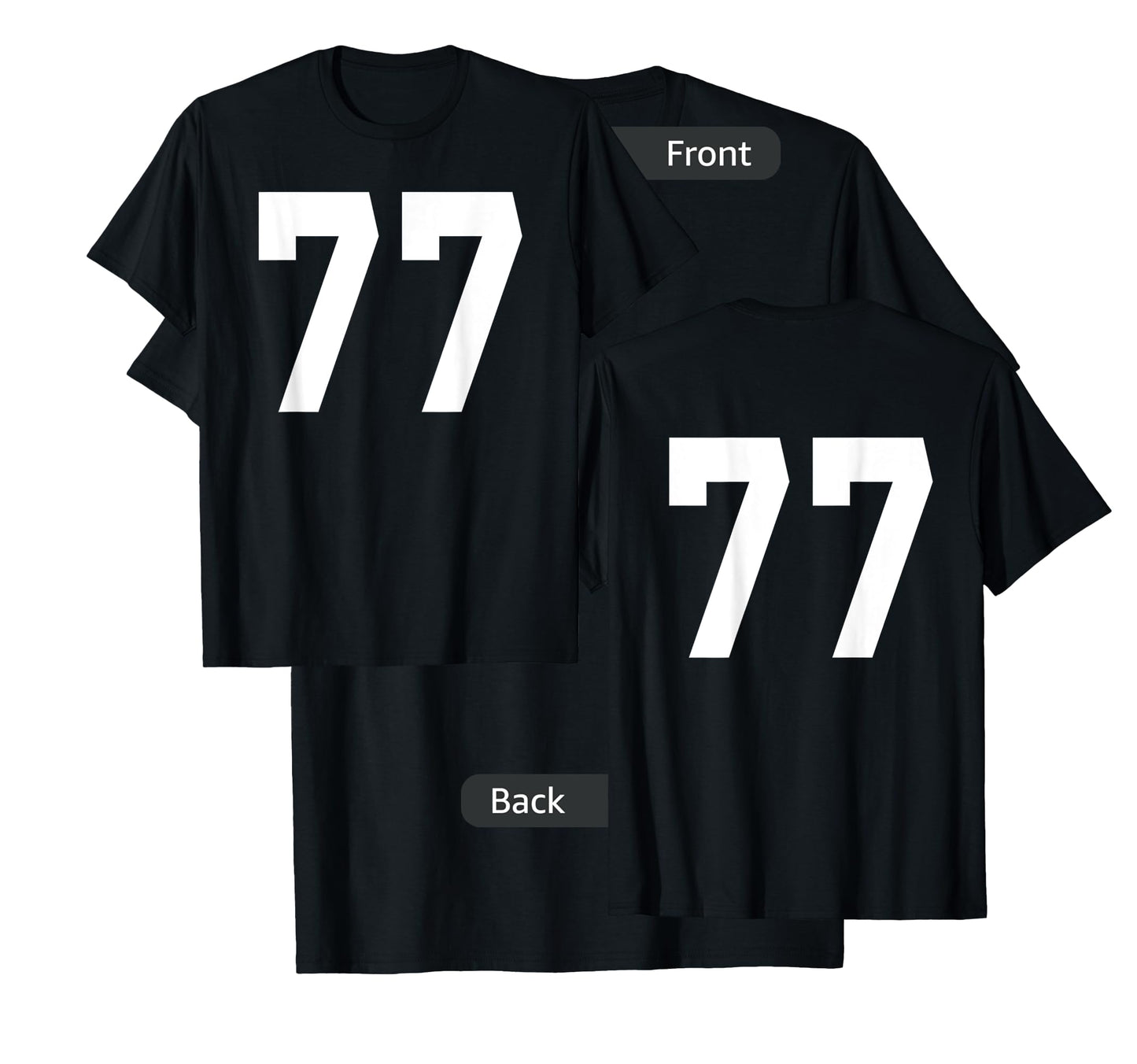 Number 77 Sports Jersey Front and Back Team Player T-Shirt