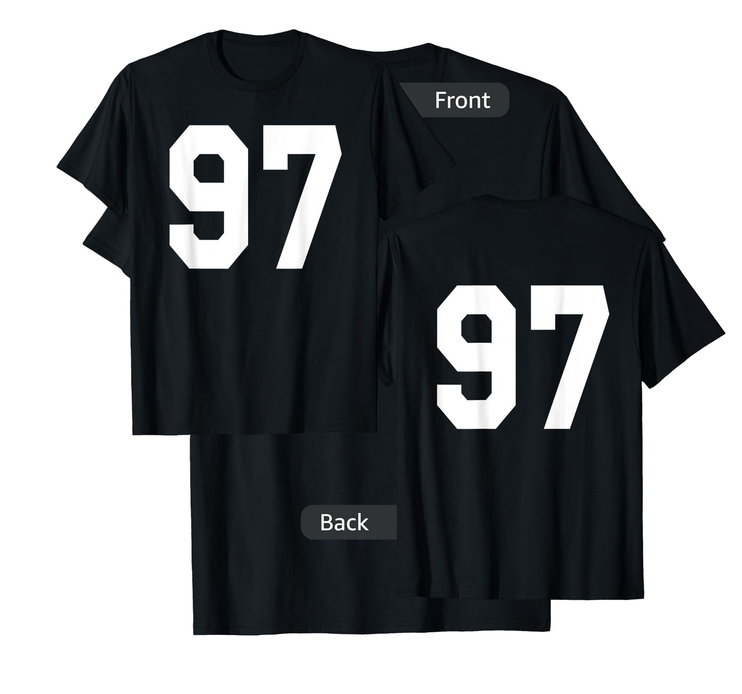 Number 97 Sports Jersey Front and Back Team Player T-Shirt