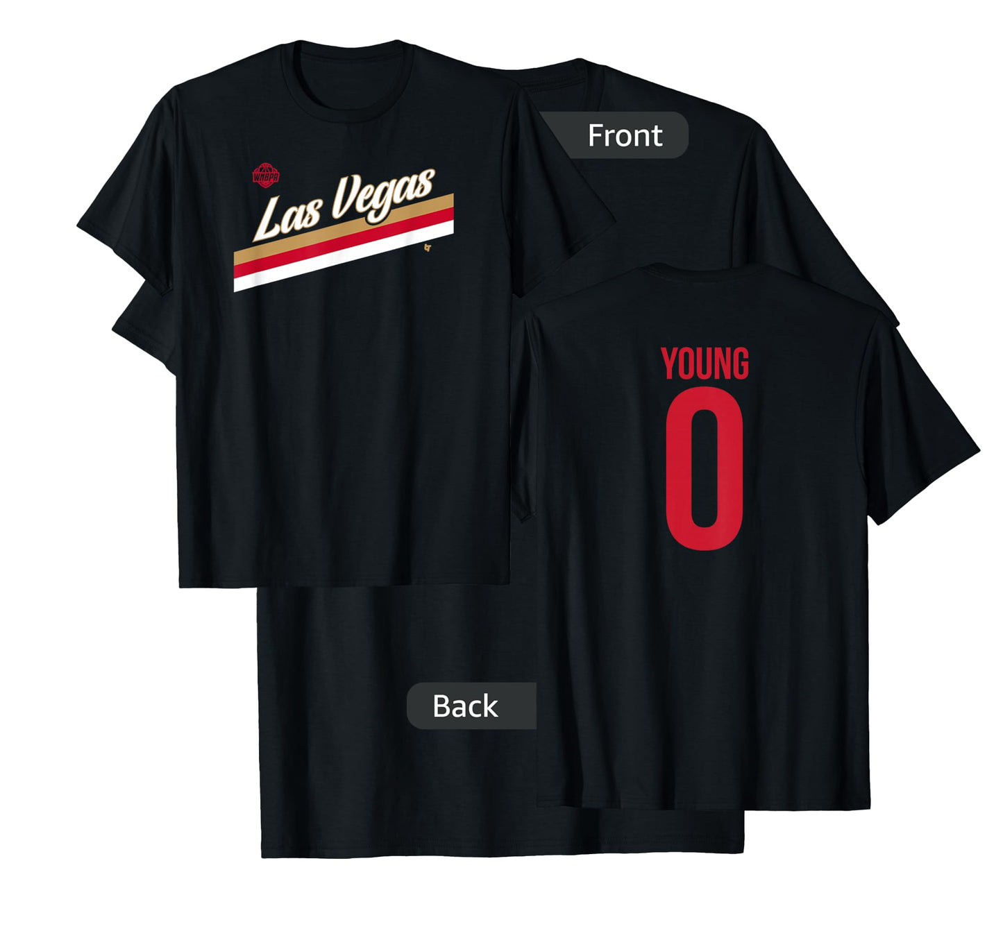 Jackie Young 0 - Number on Back - Las Vegas Basketball T-Shirt